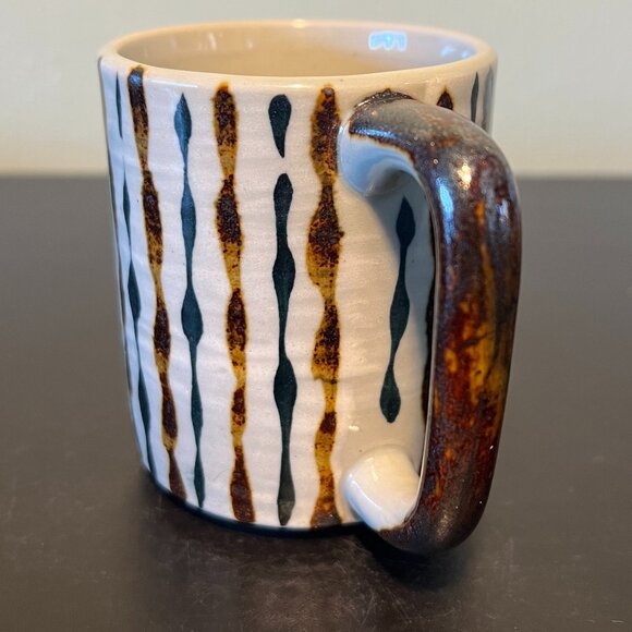 Vintage Otagiri Japan Studio Pottery Glazed Brown & Navy Blue Stoneware Mug Cup - Picture 8 of 14